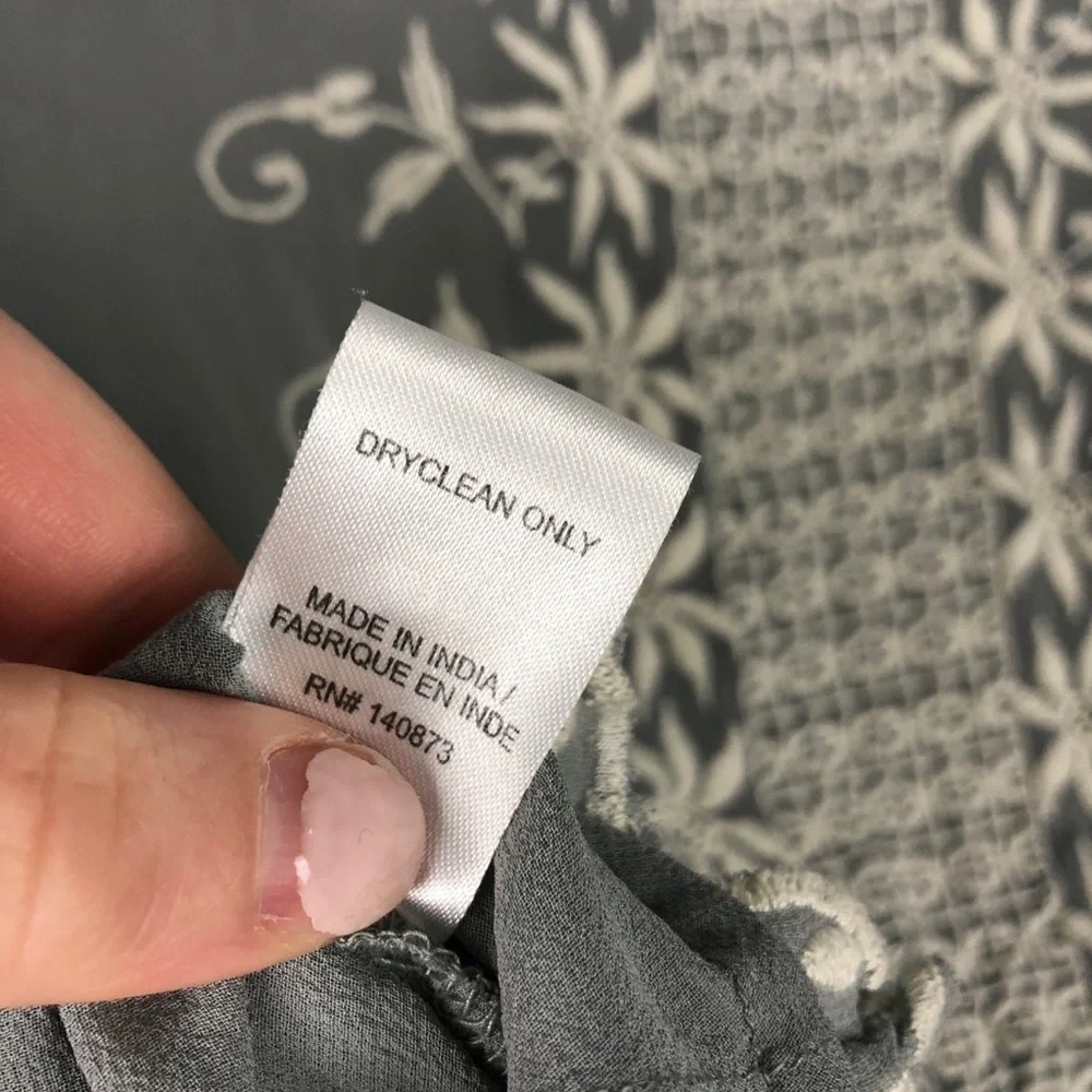 LoveShackFancy Embroidered Silk Georgette Long Sleeve Prairie Top Green Casual - Picture 11 of 11